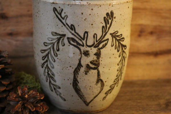 Deer head hand painted ceramic utensil holder
