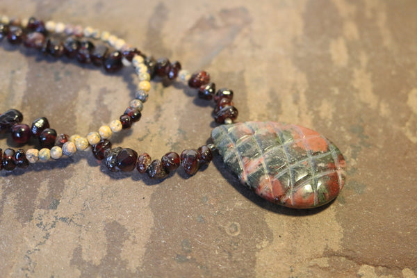 Garnet & Stone Necklace