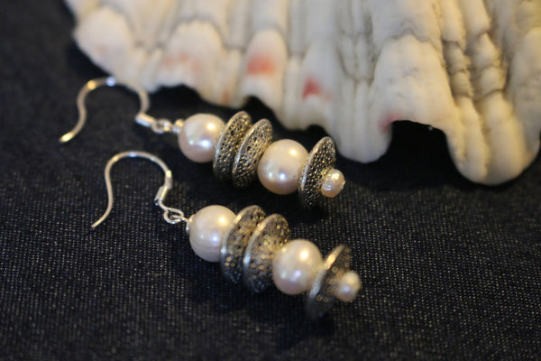 Pearl & Sterling Silver Dangle Earrings