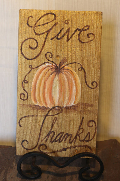 "Give Thanks" Painted Reclaimed Wood Sign