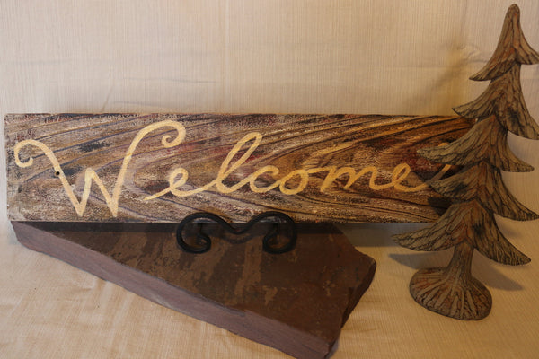 Hand Painted Wood "Welcome" Sign