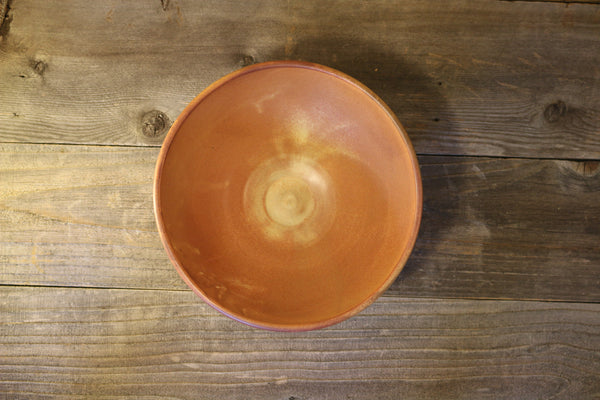 9" Orange Bowl with Carved Stripes
