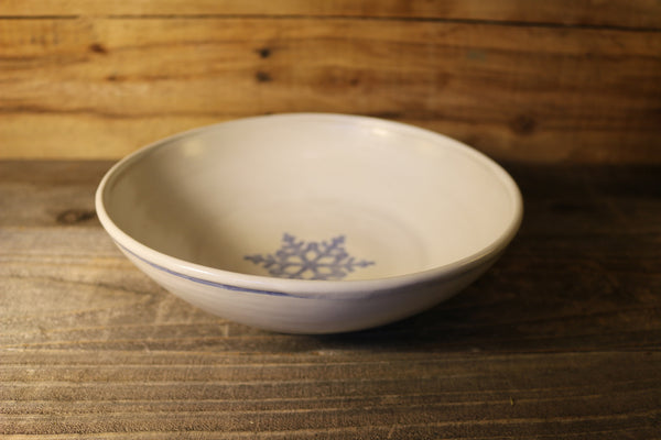 9" White Bowl with Blue Snowflake