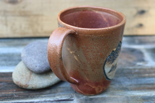 Pottery Cup Ceramic Mug Brown Camping Mountain Theme
